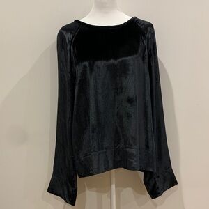 Equipment Femme black silk blend black long sleeve top